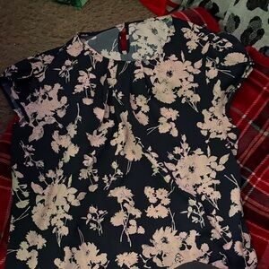 Floral Black and Cream Women's Top